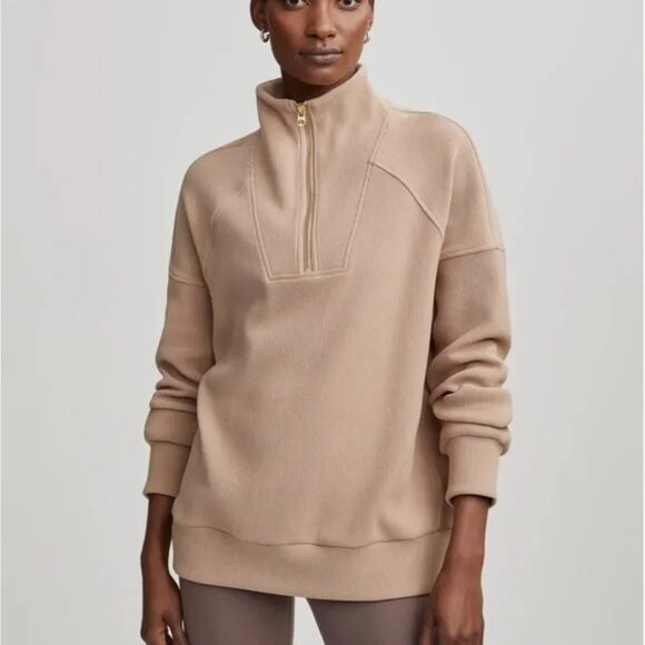 Varley Rhea Half Zip Sweater Stucco Size Large NWT